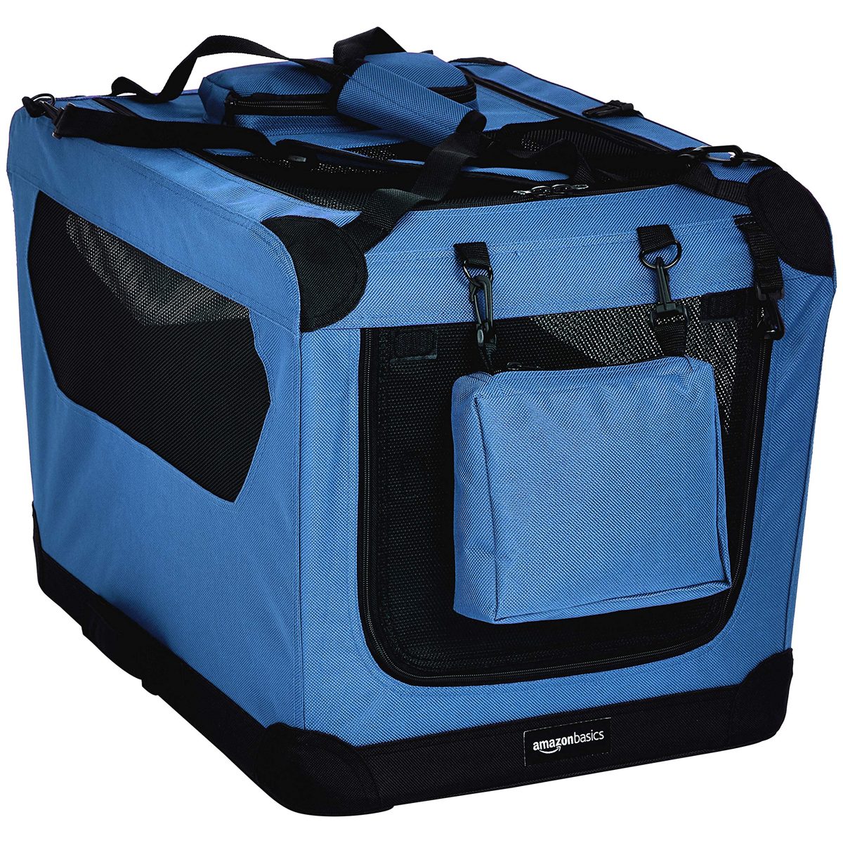 AmazonBasics Premium Folding Portable Soft Pet Dog Crate Carrier Kennel - 26 x 18 x 18 Inches, Blue