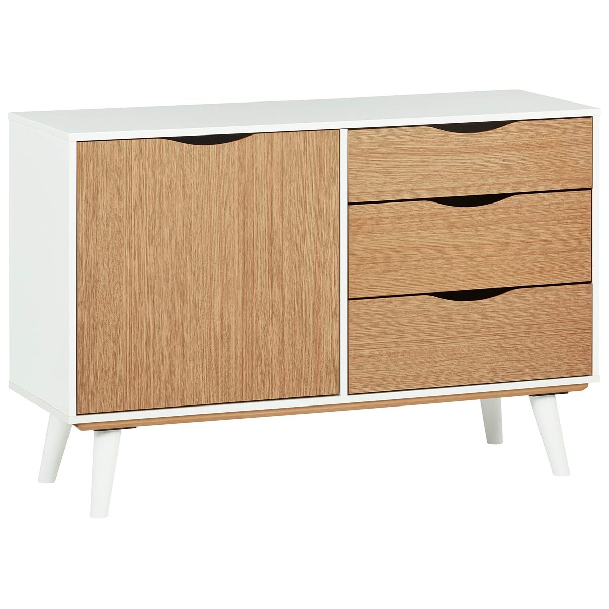 Amazon Brand – Rivet Campbell Mid-Century Media Console with Tapered Legs, 47"W, Dark Wood and White