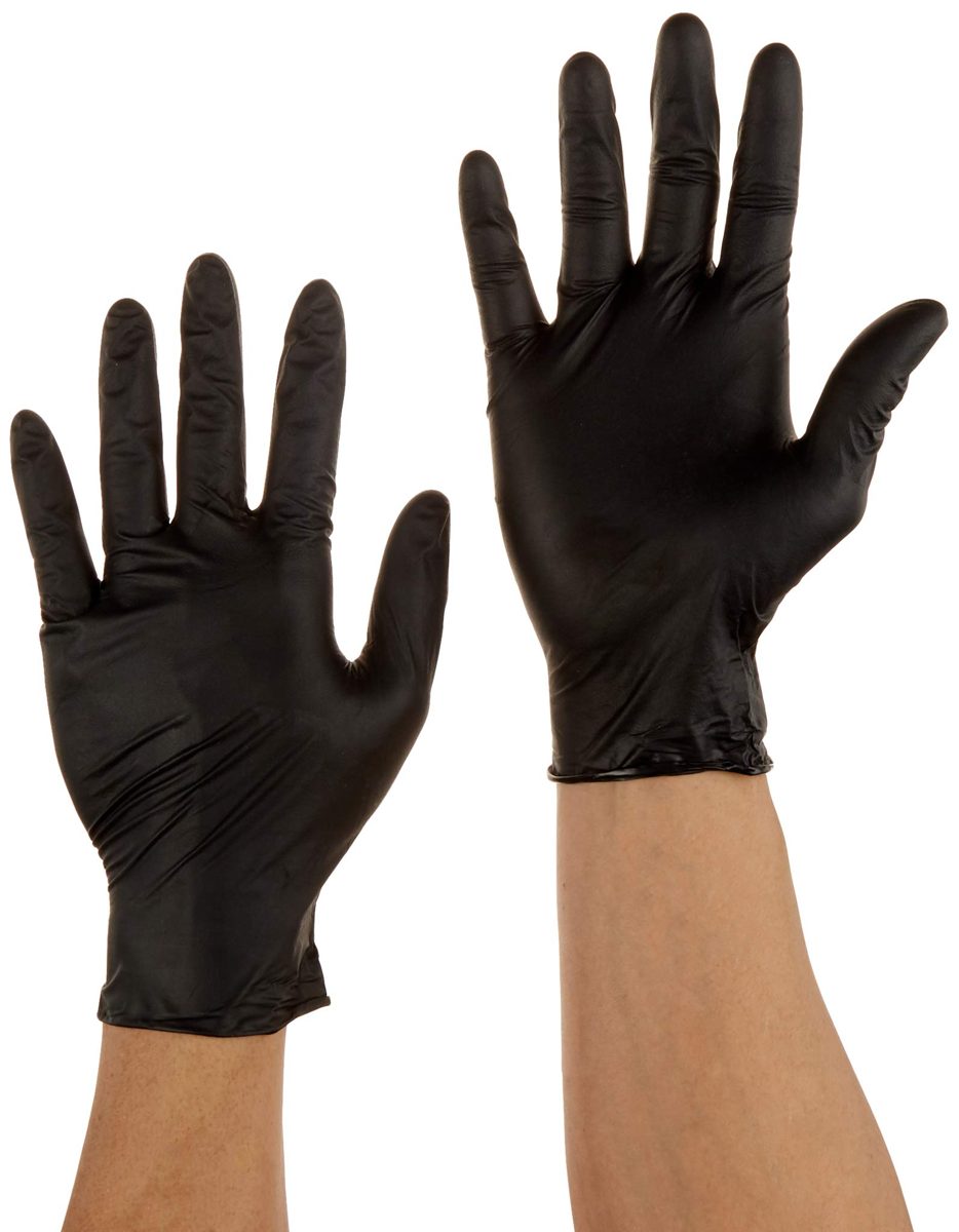AmazonCommercial Powder Free Disposable Nitrile Gloves, 5 mil, Black, 240MM Size L, 1000 (10 Boxes of 100)