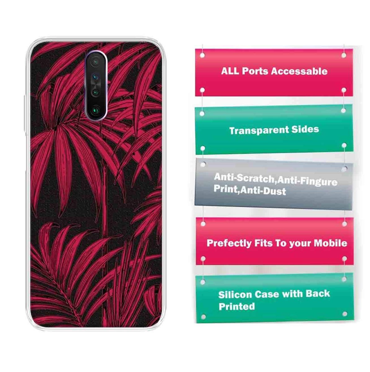 Amazon Brand - Solimo Designer Multicolor Attalea speciosa Red Pattern Printed Soft Back Case Mobile Cover for Poco X2 / Xiaomi Redmi K30