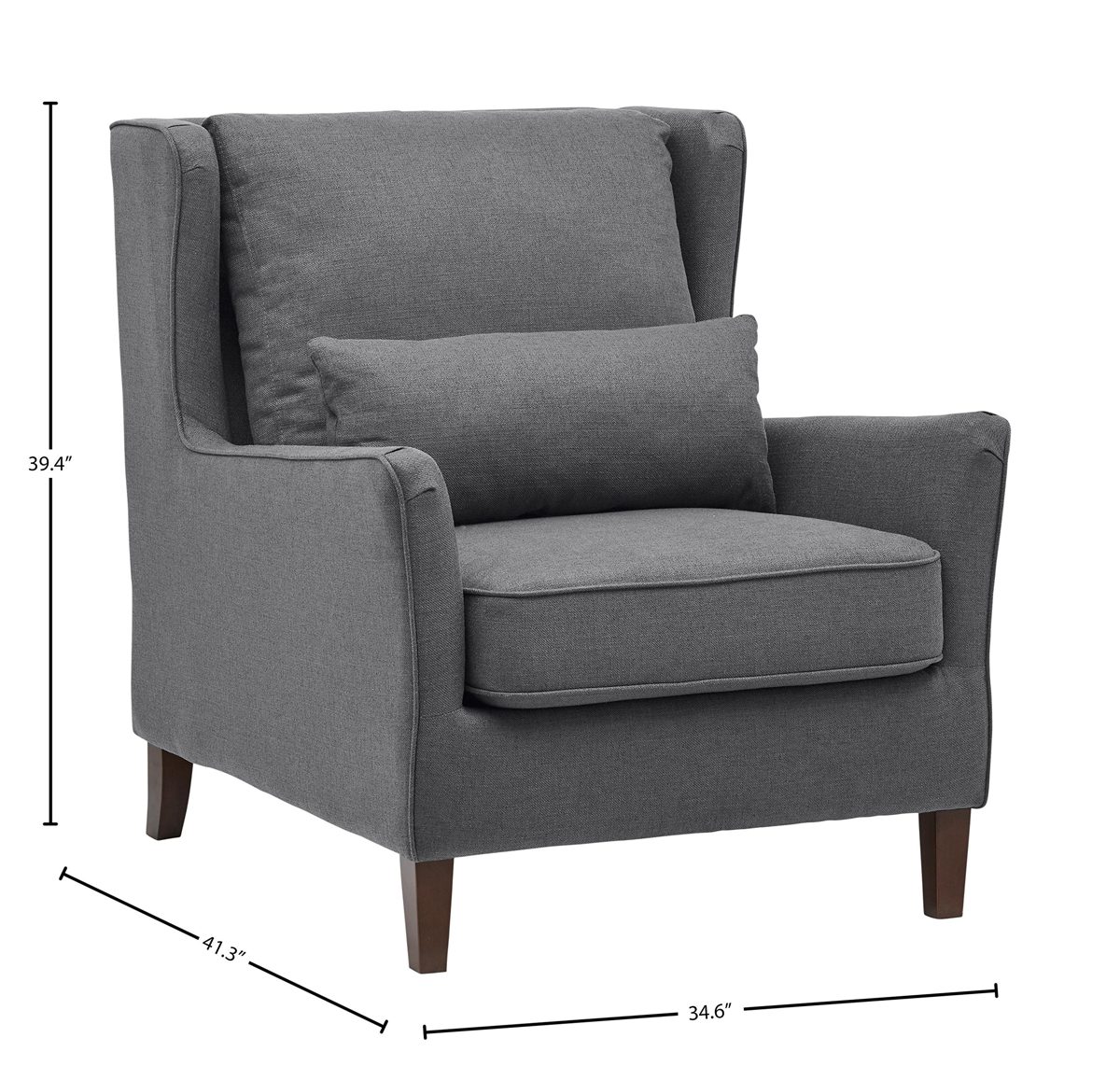 Amazon Brand – Stone & Beam Sascha Removable Cushion Wingback Accent Chair, 34.6"W, Deep Grey