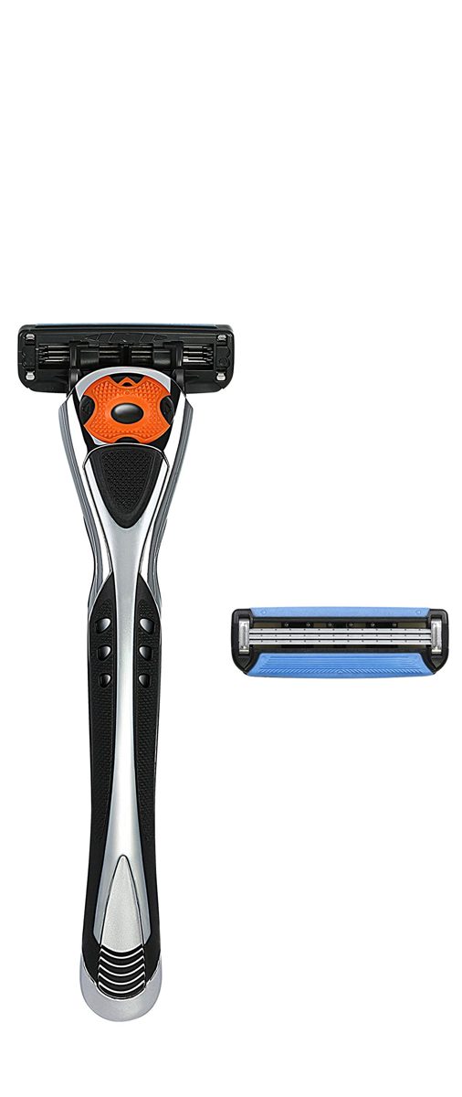 Solimo 3-Blade Razor Refills for Men with Dual Lubrication, 12 Cartridges (Fits Solimo Razor Handles only) & 3-Blade MotionSphere Razor for Men with Dual Lubrication, Handle & 2 Cartridges