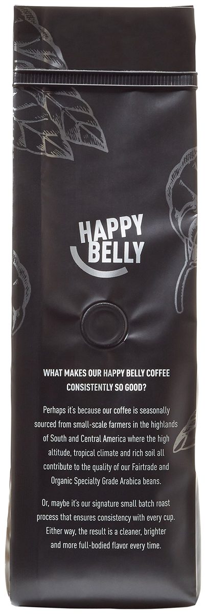 Amazon Brand - Happy Belly House Blend Organic Fairtrade Coffee, Medium Dark Roast, Ground, 12 ounce