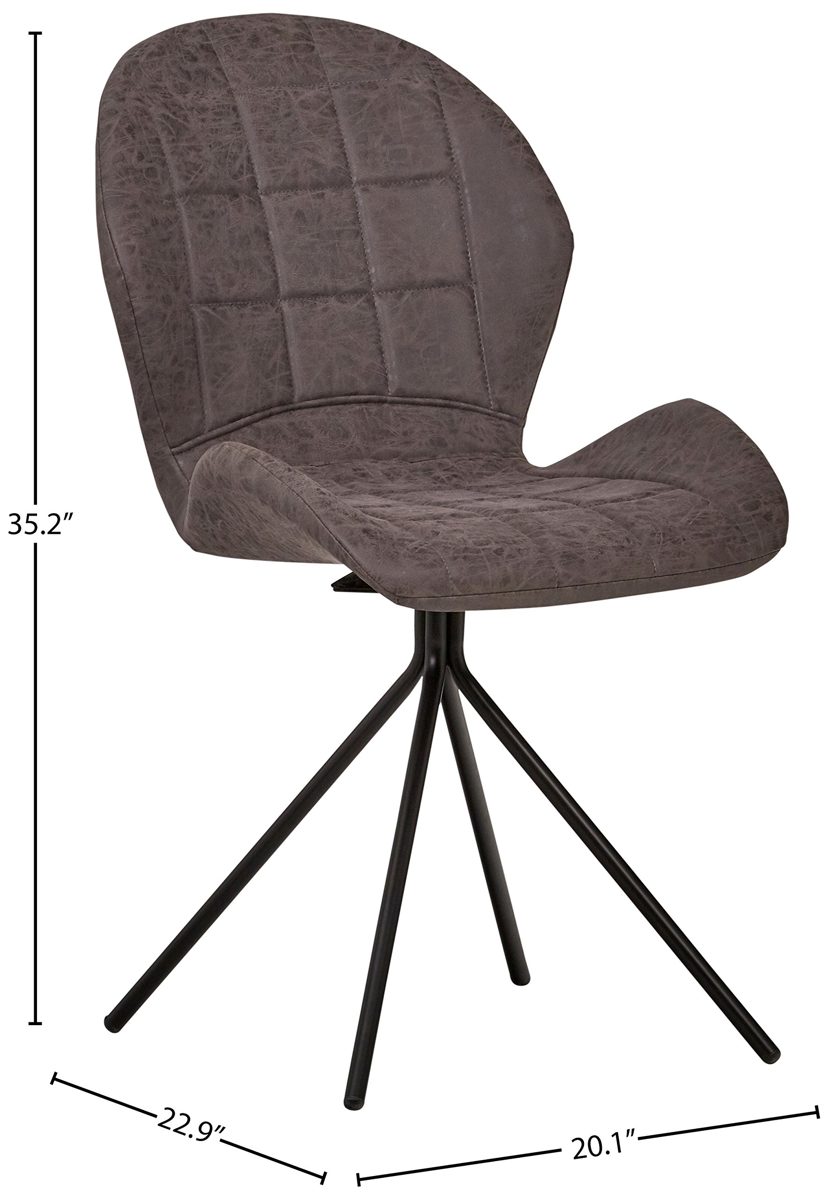 Amazon Brand – Rivet Rachel Set of 2 Space-Age Modern Mid-Century Dining Kitchen Swivel Chairs, 35.2 Inch Height, Synthetic Leather, Charcoal Grey