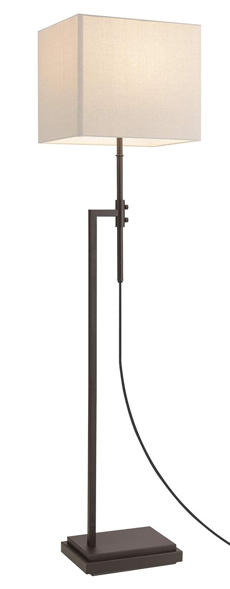 Amazon Brand – Stone & Beam Contemporary Adjustable Height Floor Lamp with Rectangular Linen Shade, LED Bulb Included, 63"H, Brown