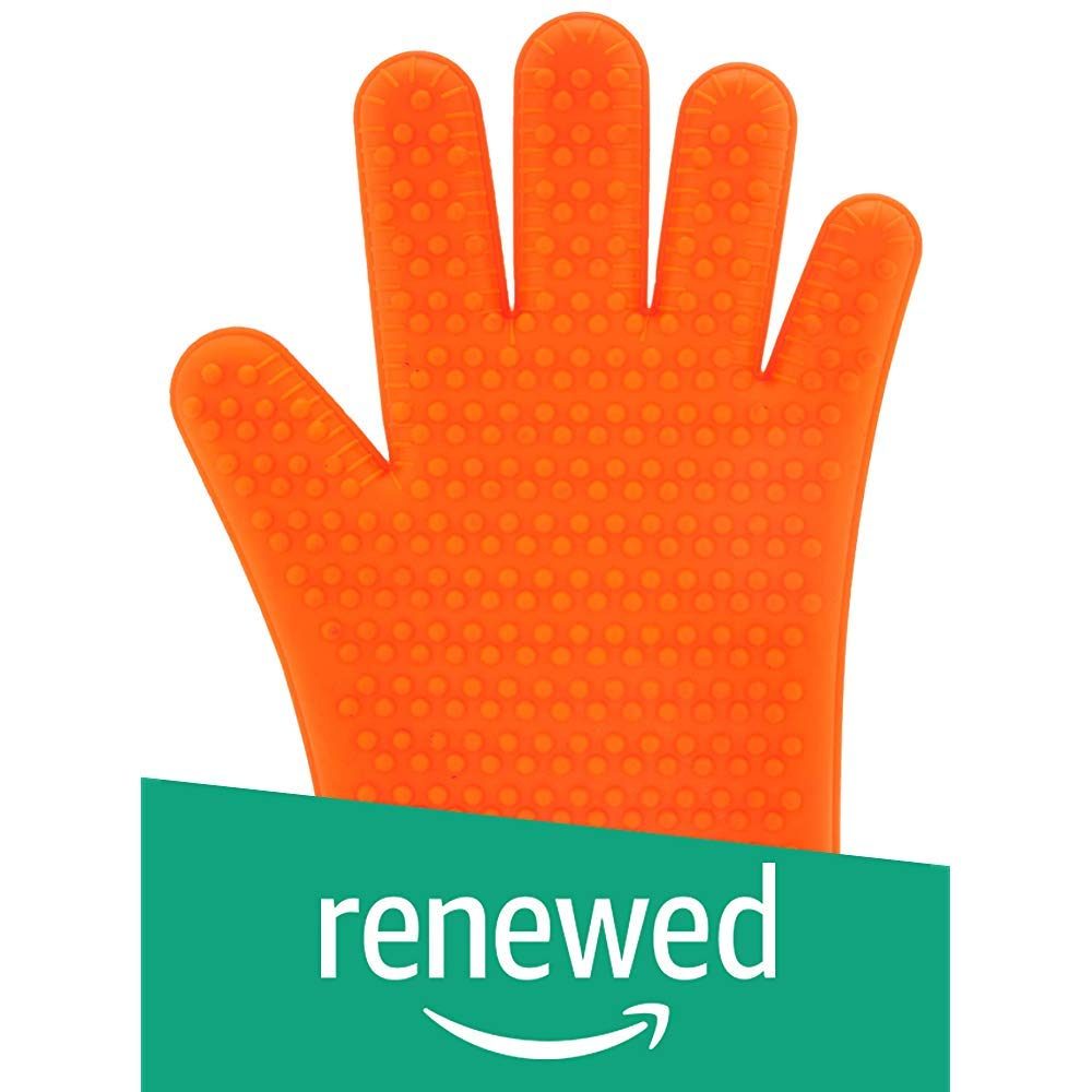 (Renewed) Amazon Brand - Solimo Silicone Baking Glove Set, 2-Pieces, Orange