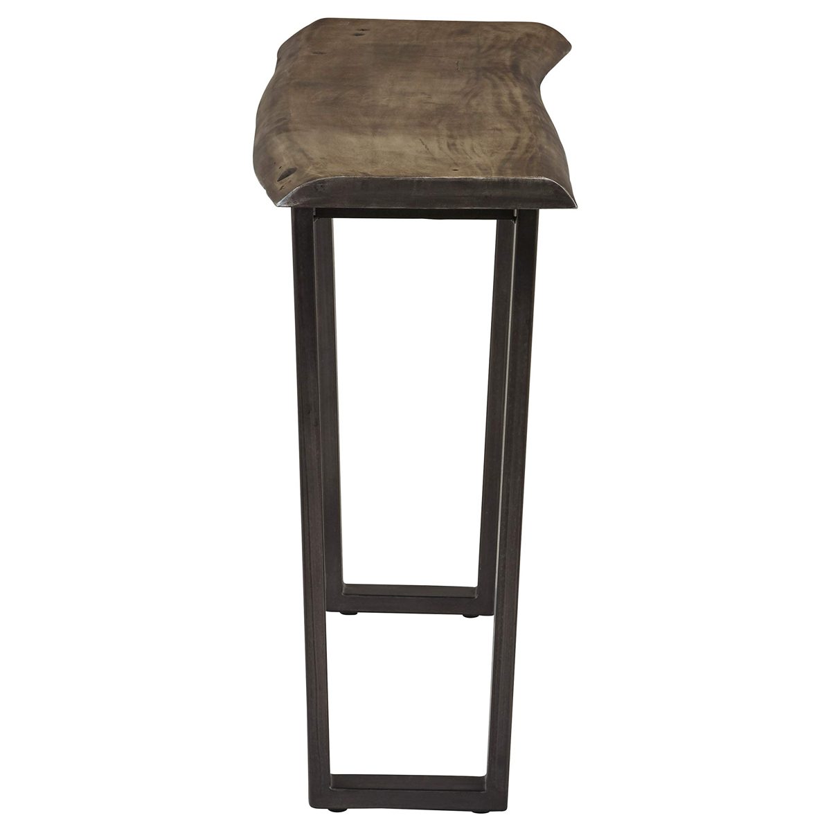 Stone & Beam Garrett Rustic Acacia-Wood Sofa Table with Iron Legs, 60"W, Gray and Raw Metal