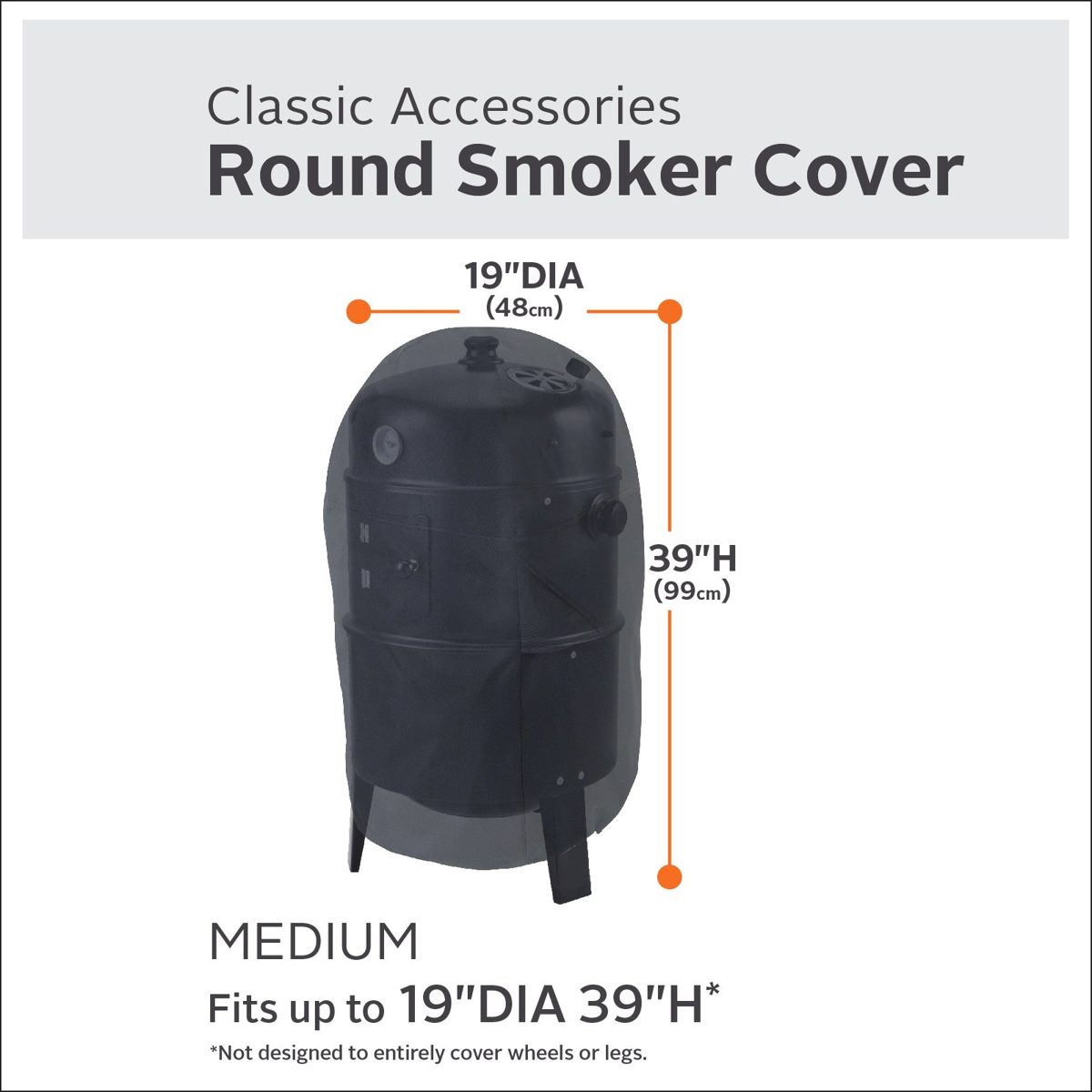 Classic Accessories Black 19" Round Barbecue Grill Cover, Black