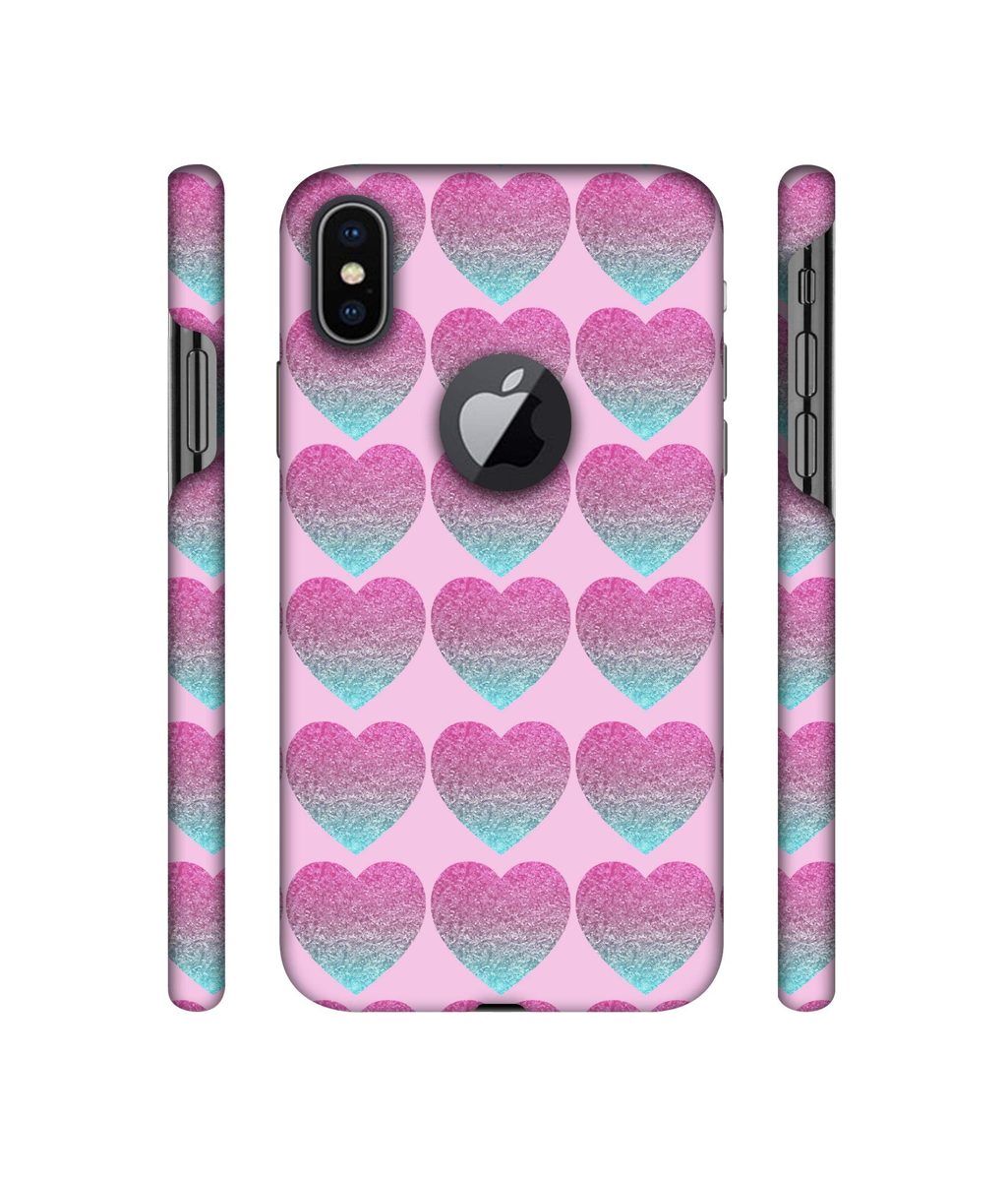 Amazon Brand - Solimo Designer Sparkle Heart Texture 3D Printed Hard Back Case Mobile Cover for Apple iPhone X (Logo Cut)