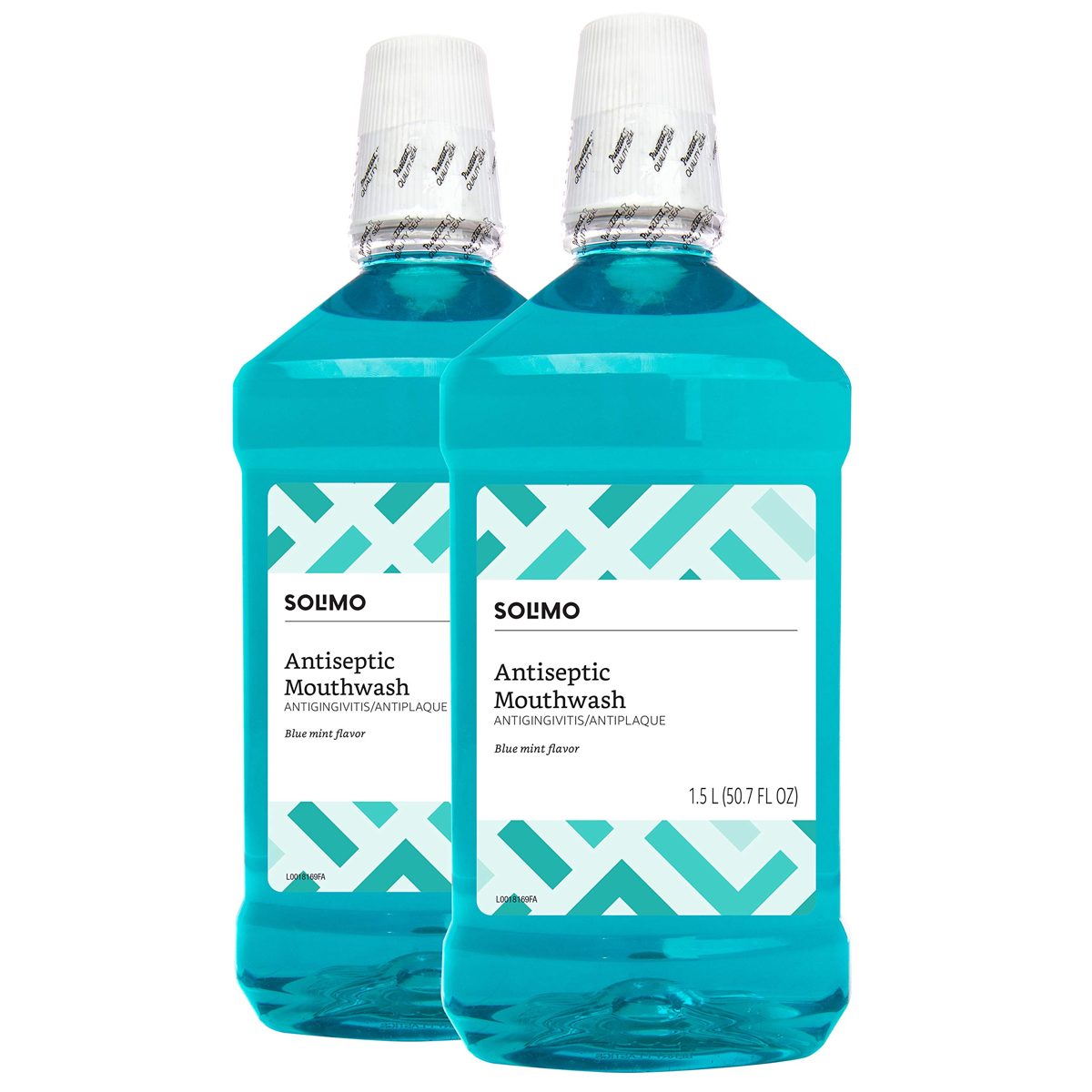 Amazon Brand - Solimo Antiseptic Mouthwash, Blue Mint, 50.7 Fl Oz (Pack of 2)