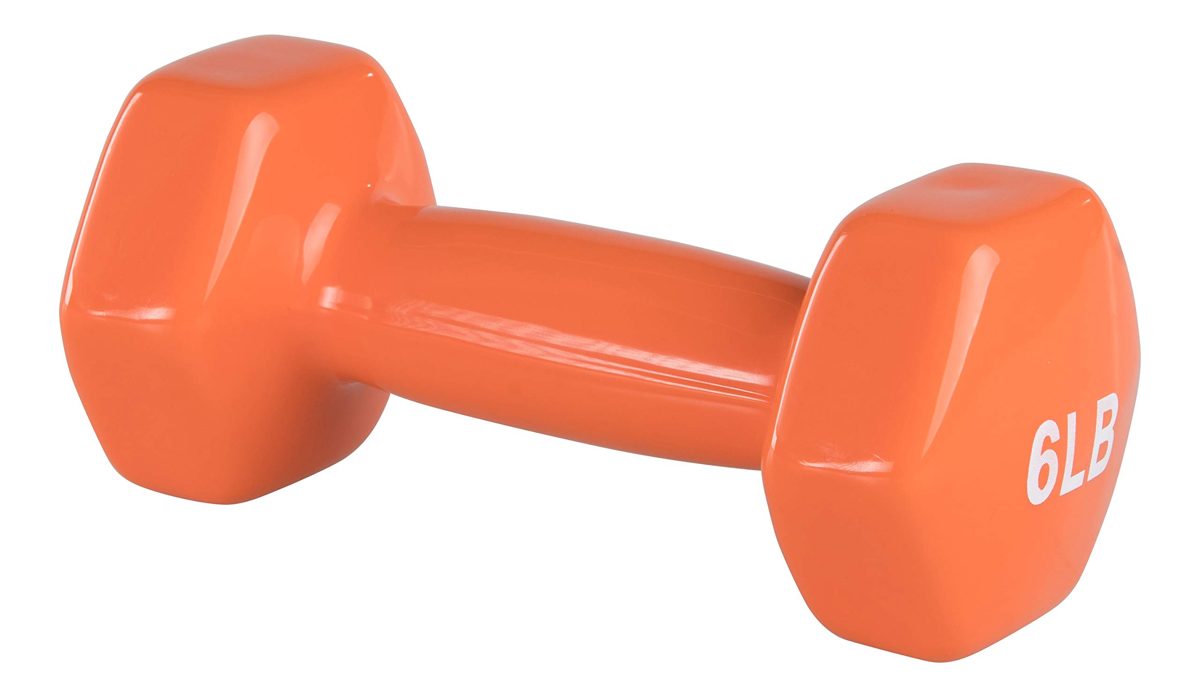 AmazonBasics Vinyl 6 Pound Dumbbells - Set of 2, Orange