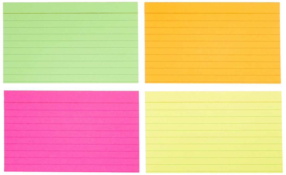 AmazonBasics Ruled Index Cards, Assorted Neon, 3x5-Inch, 300-Count (Renewed)