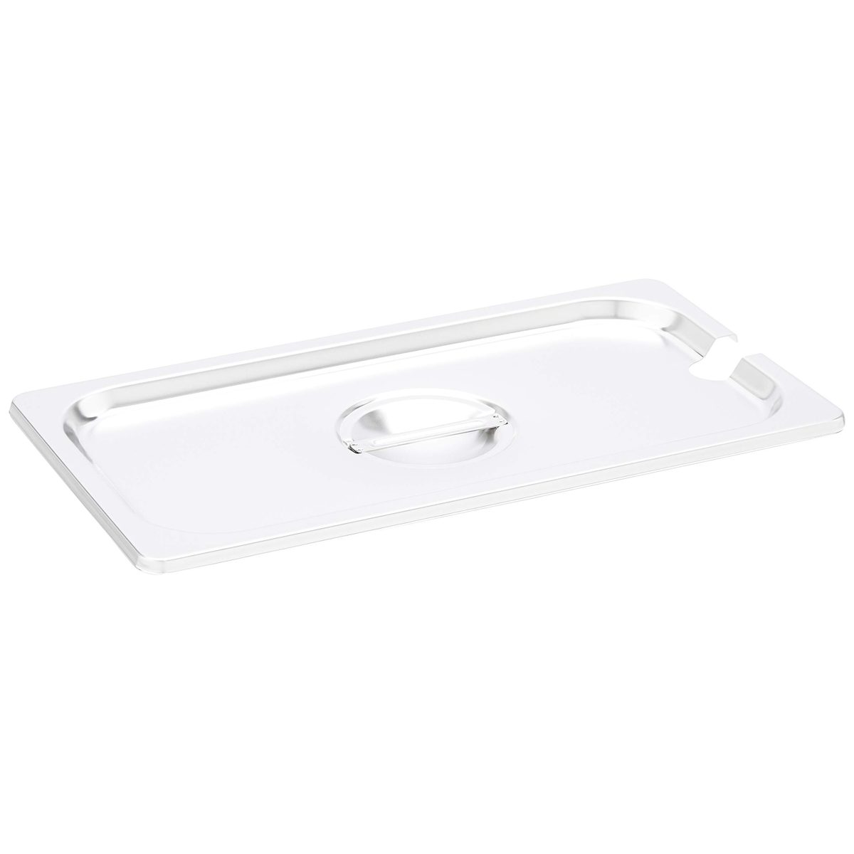 AmazonCommercial 1/3 Size Stainless Steel Slotted Steam Table/Hotel Pan Cover, Pack of 2