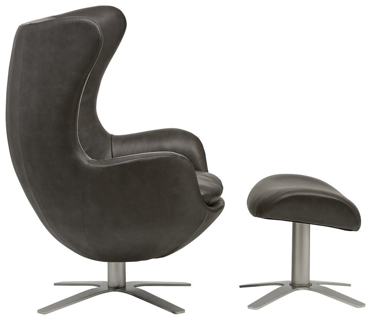 Rivet Jackson Leather Swivel Chair and Ottoman,