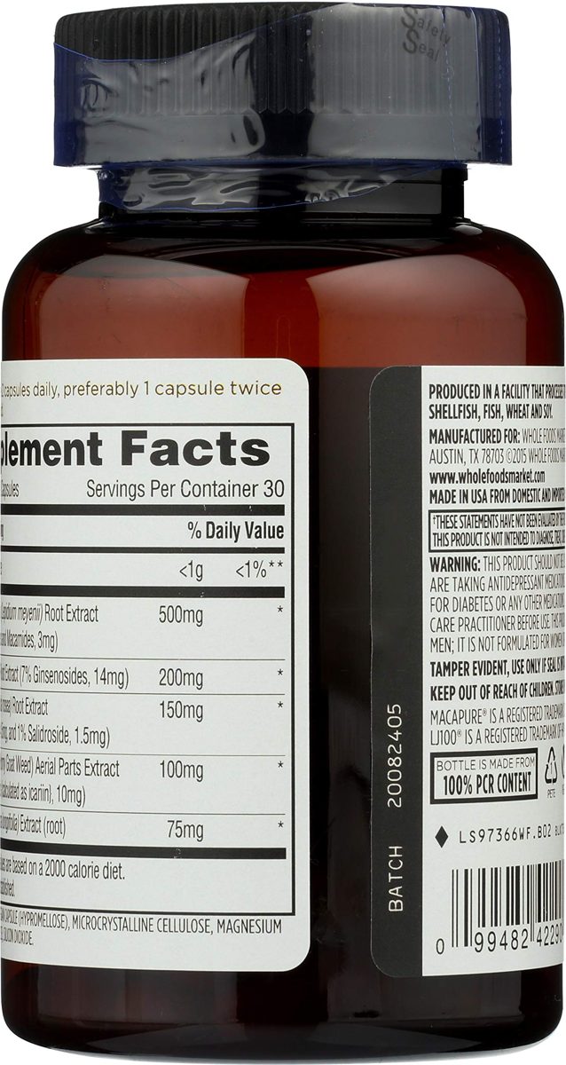 Whole Foods Market, Charged For Men, 60 ct