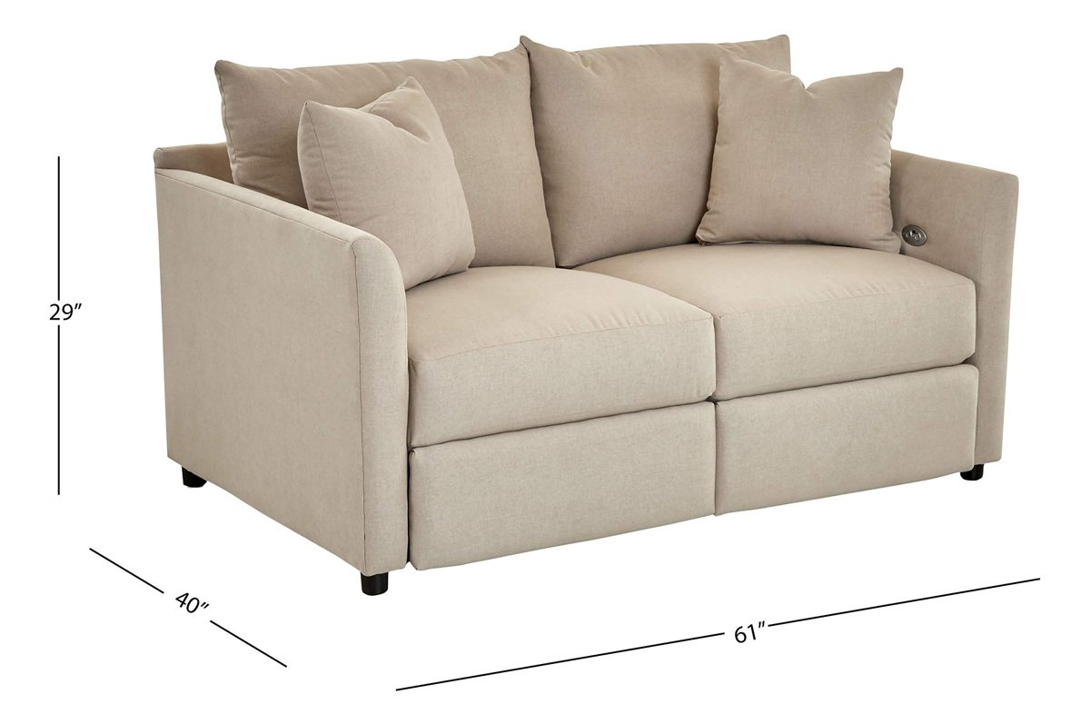 Amazon Brand – Stone & Beam Seriana Upholstered Power Recliner Love Seat, 61"W, Sandstone