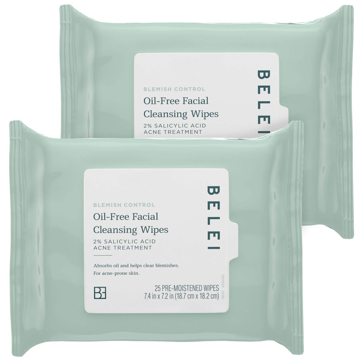 Belei Blemish Control Spot Treatment, 5.5% Benzoyl Peroxide Acne Treatment & Blemish Control Oil-Free Facial Cleansing Wipes, 2% Salicylic Acid Acne Treatment, Dermatologist Tested, 25 Count