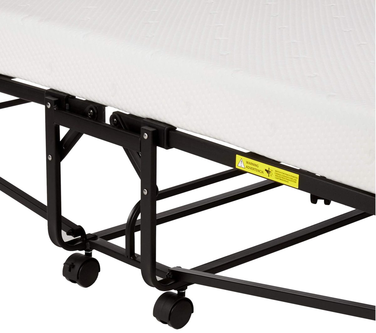Amazon Basics Rollaway Folding Guest Bed with 4-inch Memory Foam Mattress - Cot size, 75'' x 31''