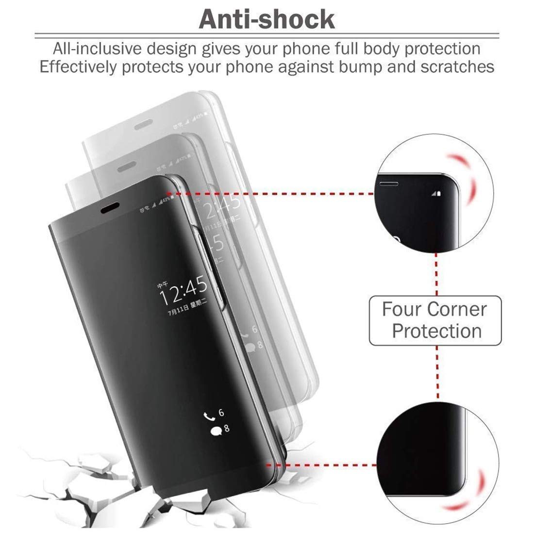 Amazon Brand - Solimo Protective Clear View flip Cover for Samsung Galaxy Note 10 (Black)