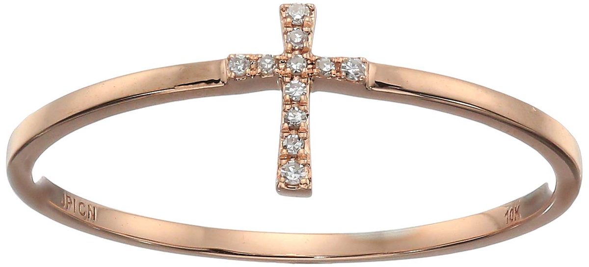 10k Rose Gold Diamond Accent Cross Ring