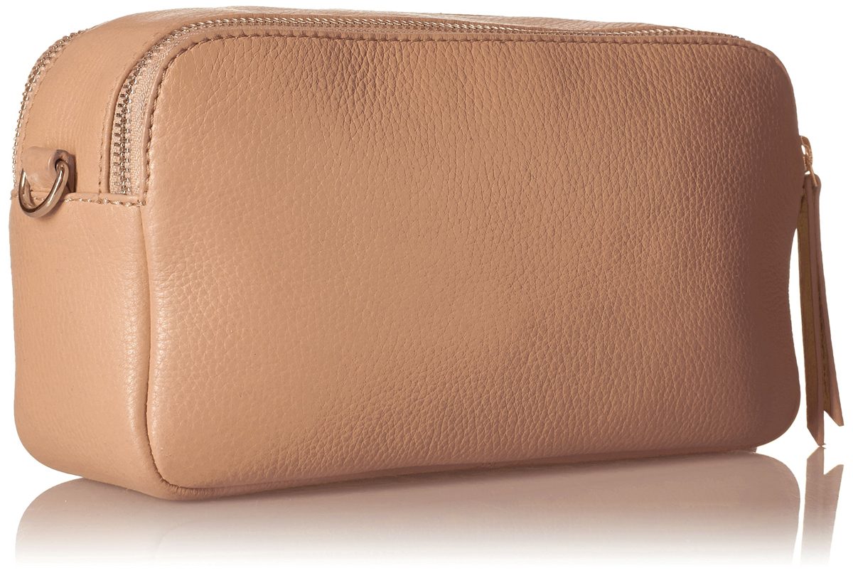 Amazon Brand - The Fix Alexandria Leather Crossbody Bag, dove