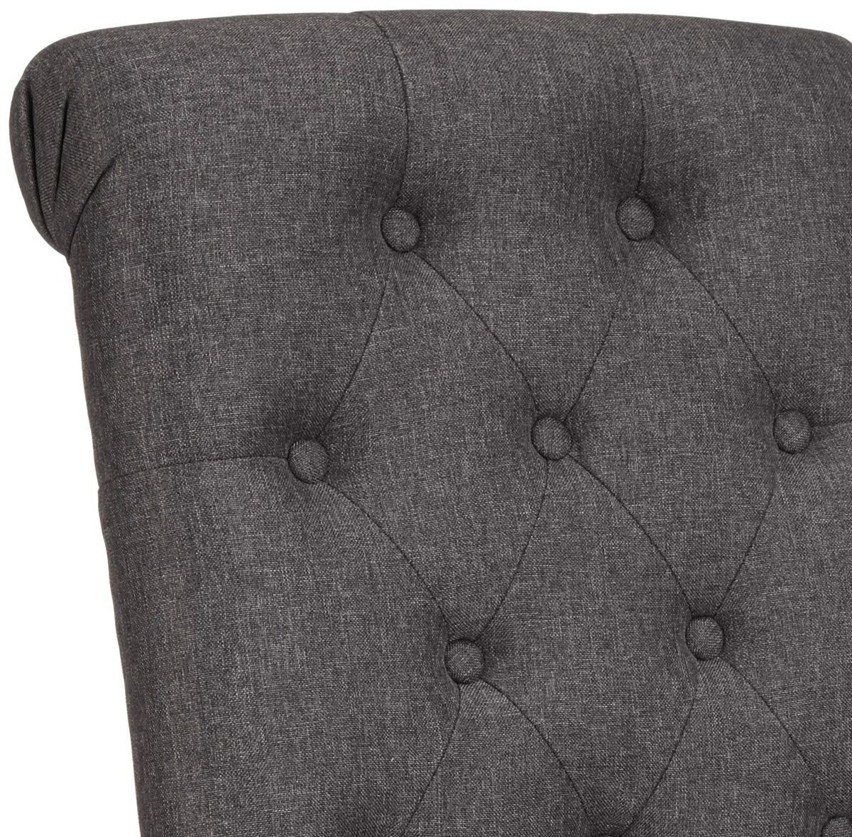 AmazonBasics Classic Fabric Tufted Dining Chair with Wooden Legs - Set of 2, Charcoal