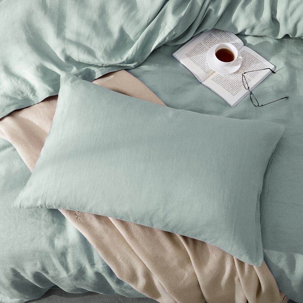 UMI 100% Linen Duvet Cover Set-155x220+1x80x80cm