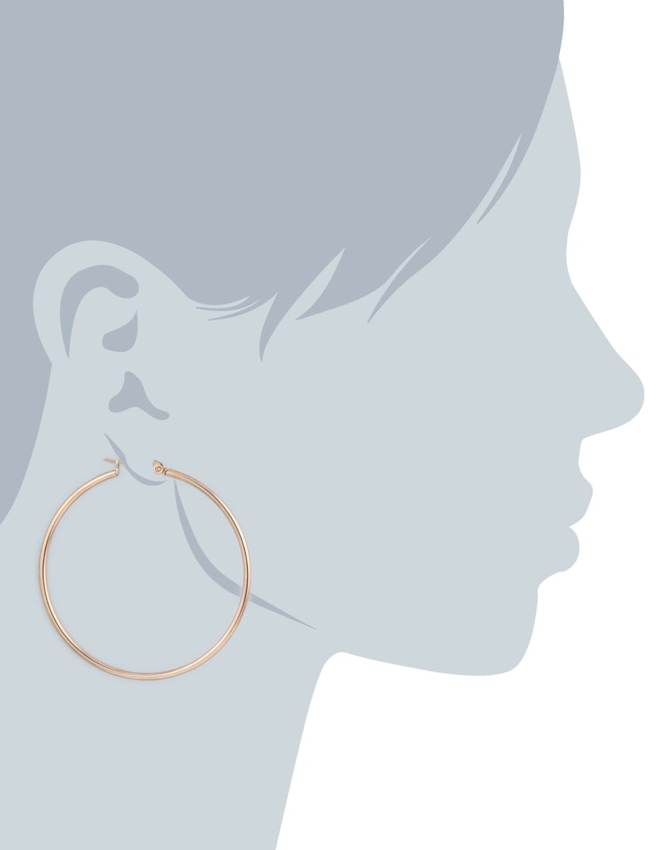 Amazon Essentials Rose Gold Plated Stainless Steel Rounded Tube Hoop Earrings (50mm)