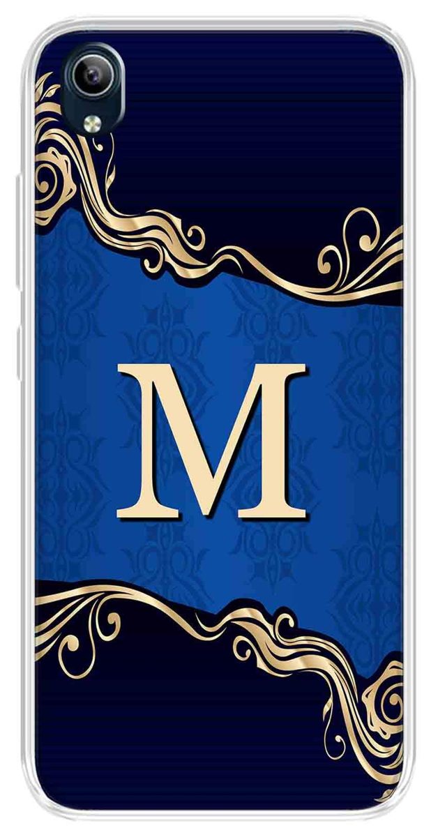 Amazon Brand - Solimo Designer Multicolor Blue Pattern Alphabet-M Printed Soft Back Case Mobile Cover for Vivo Y91i / Vivo Y90