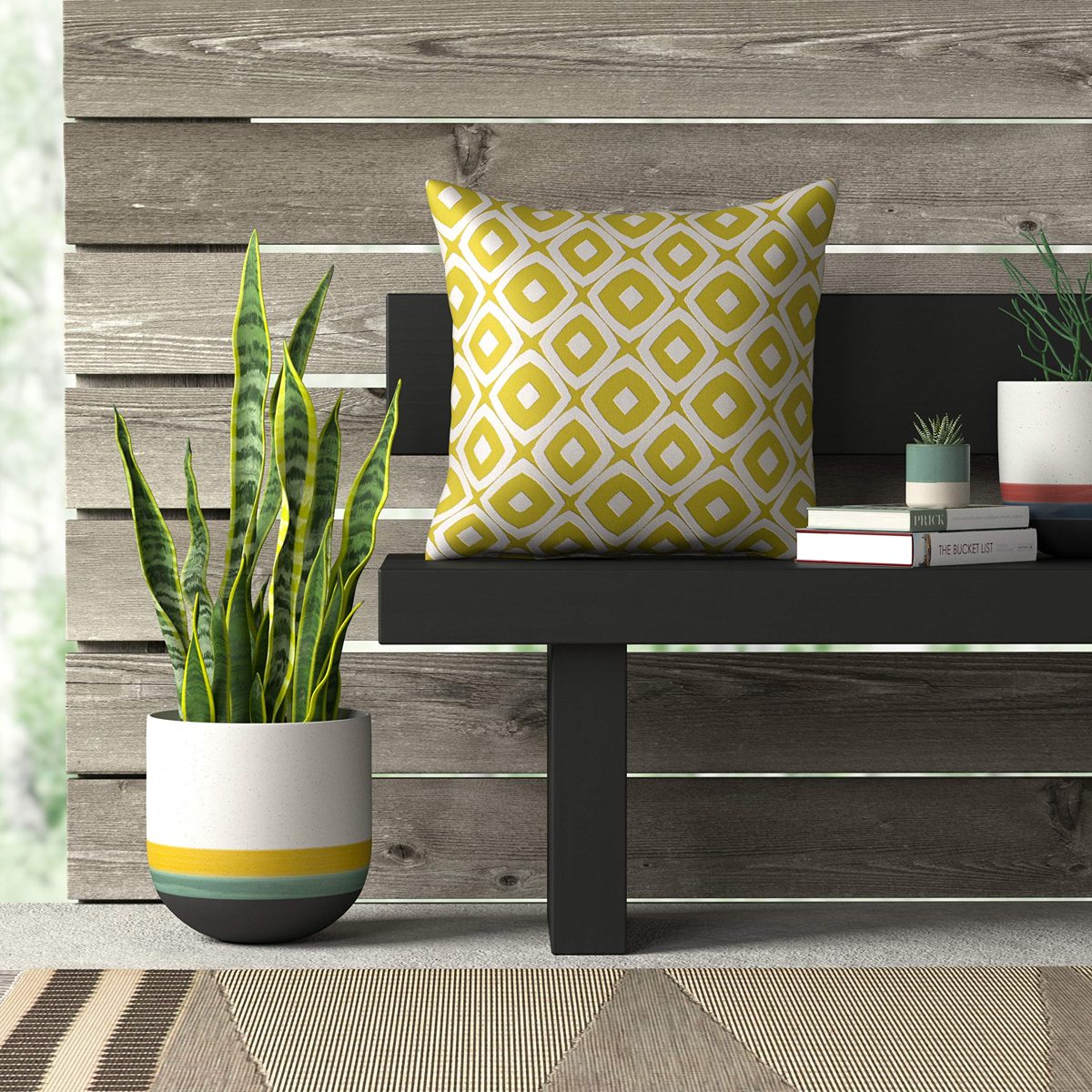 Amazon Brand – Rivet Modern Graphic Outdoor Throw Pillow - 17 x 17 Inch, Acid Green