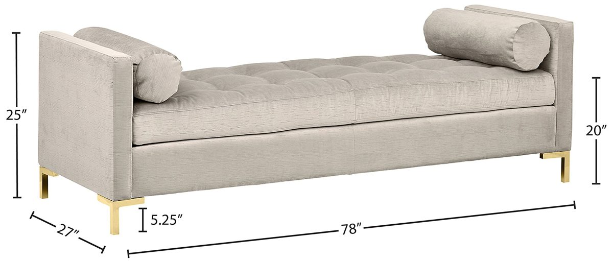 Amazon Brand – Rivet Uptown Mid-Century Velvet Tufted Customizable Daybed Sofa, 78"W, Dove Grey &amp; Brass