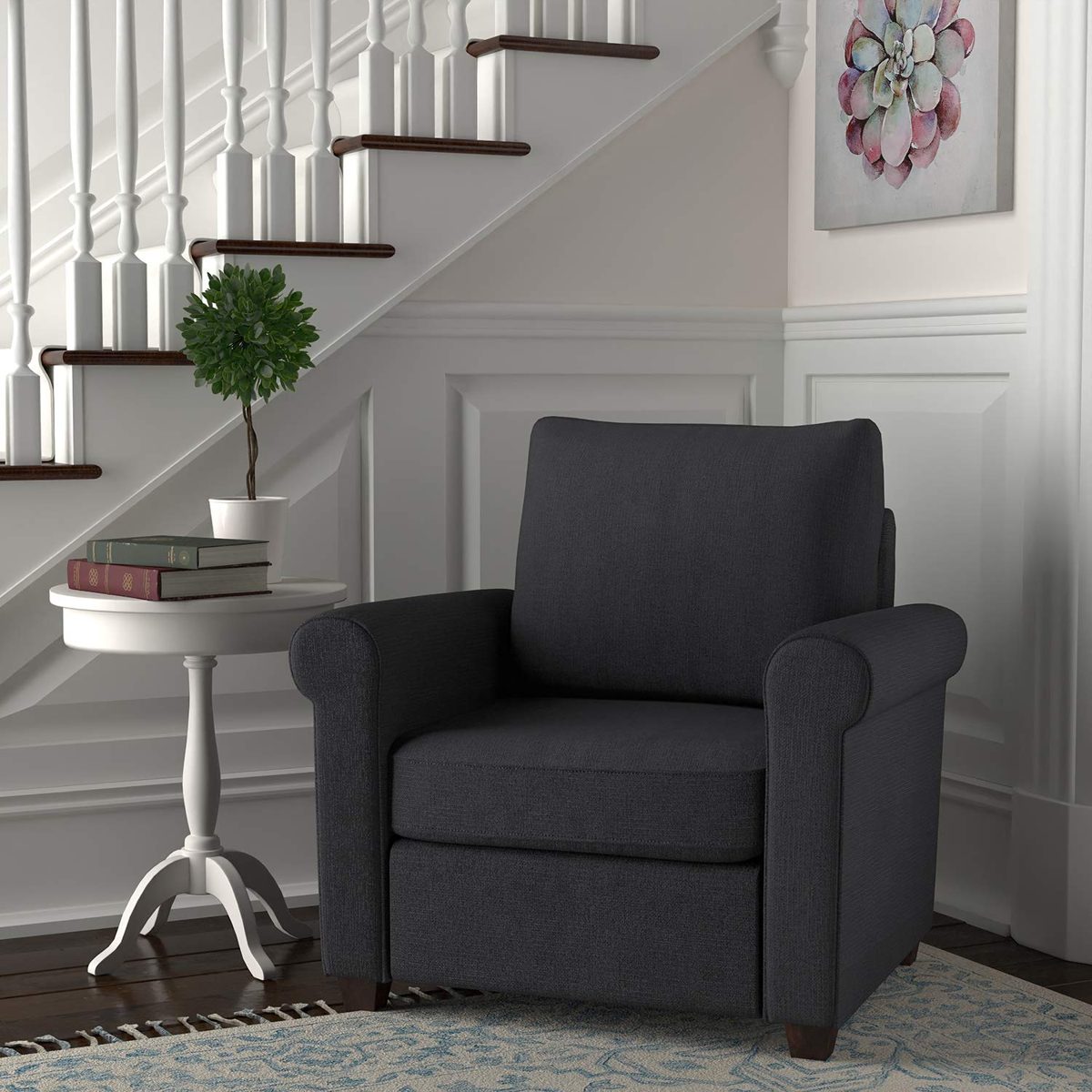 Amazon Brand – Ravenna Home Dunford Casual Rolled Arm Chair, 37"W, Dark Grey