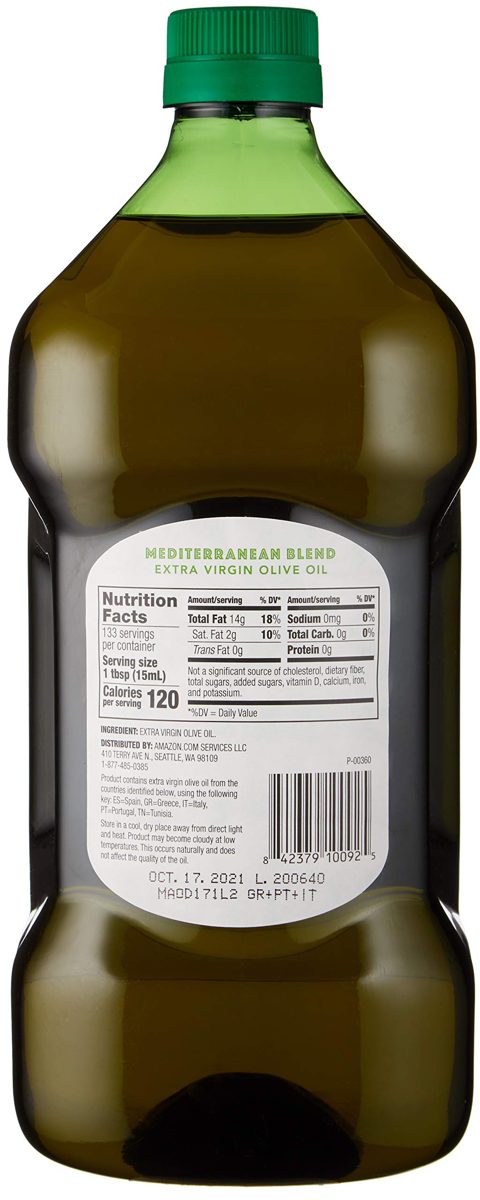 AmazonFresh Mediterranean Extra Virgin Olive Oil, 68 Fl Oz (2L)