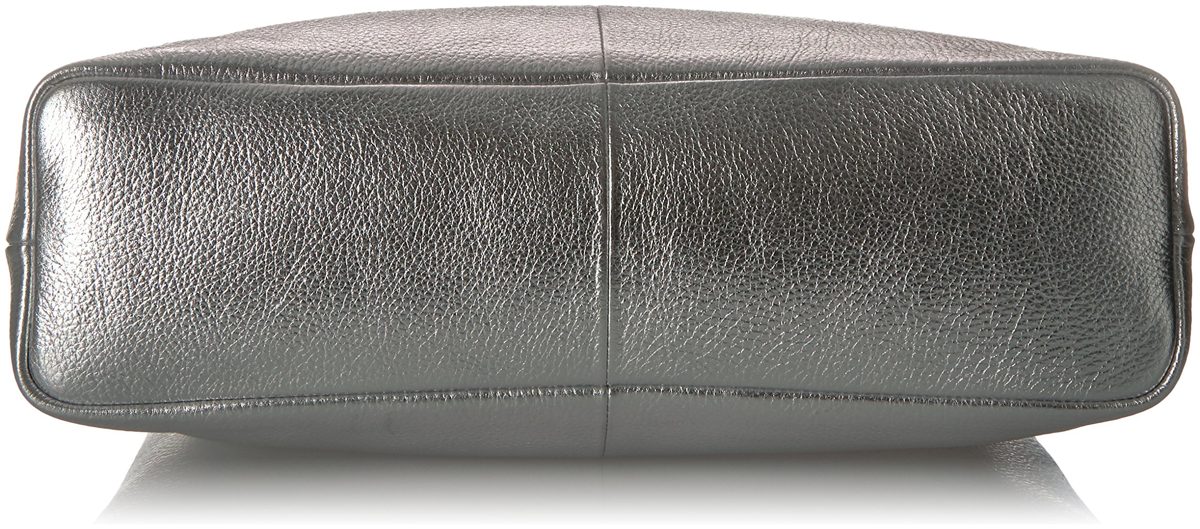 Amazon Brand - The Fix Saffron Leather Tote with O-Ring Handle, silver/metallic