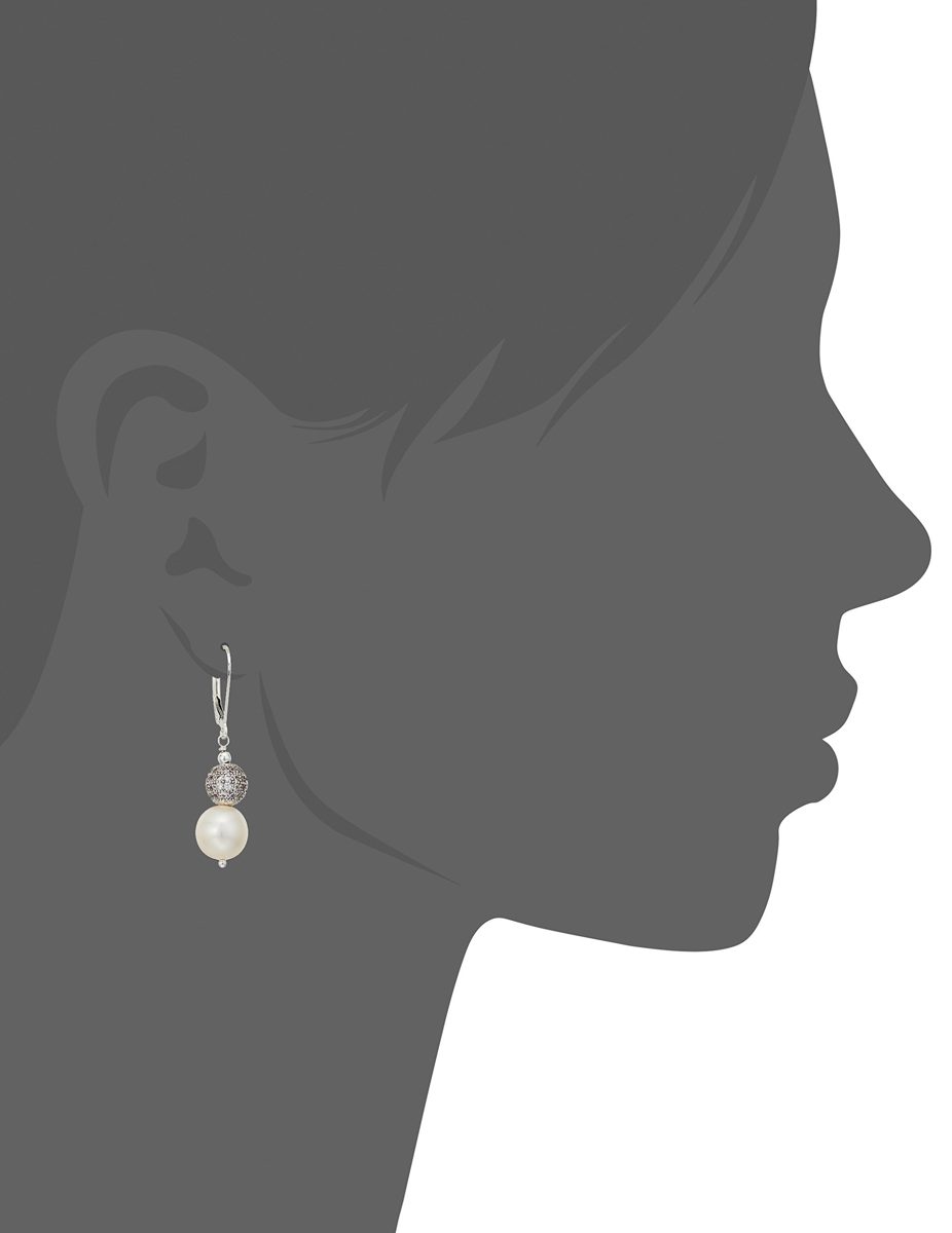 White Cultured Freshwater Pearl and Cubic Zirconia Beaded Snowman Clip-On Earrings