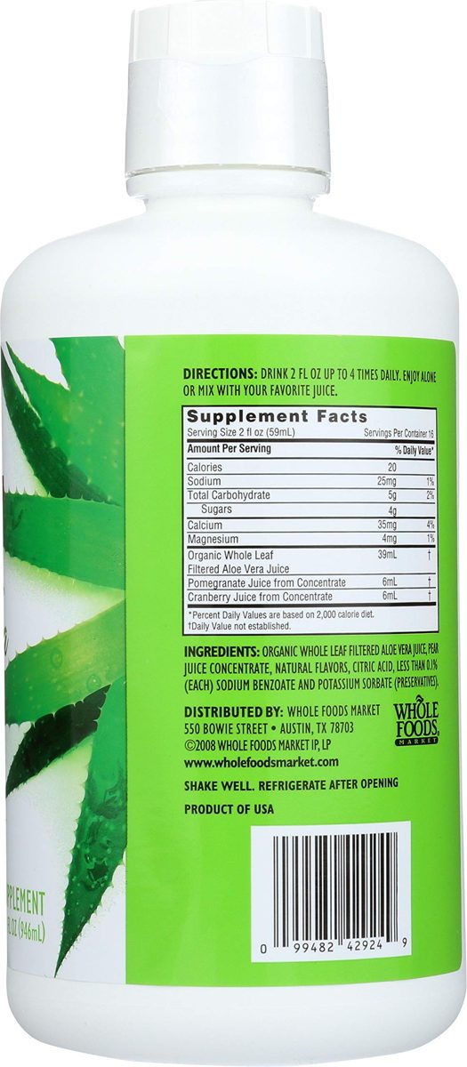 365 Everyday Value, Whole Leaf Filtered Aloe Vera Juice, Pomegranate Cranberry Flavor, 32 fl oz