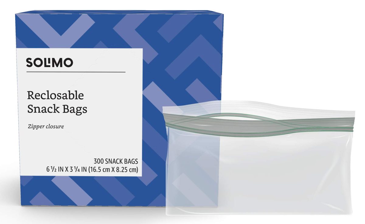 Amazon Brand - Solimo Snack Storage Bags, 300 Count & Sandwich Storage Bags, 300 Count