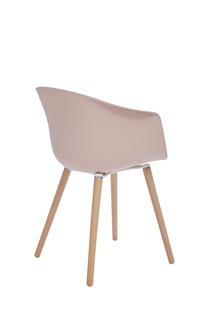 Amazon Brand - Rivet Alva Modern Curved-Back Plastic Dining Chair, 23.2"W, Nude Pink (Renewed)