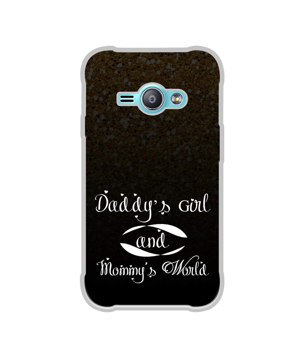 Amazon Brand - Solimo Designer Daddy's Girl and Mummy World UV Printed Soft Back Case Mobile Cover for Samsung Galaxy J1 Ace