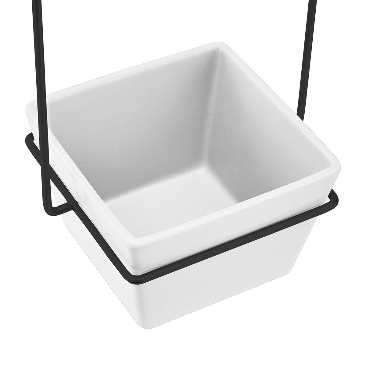 AmazonBasics Hanging Planter, Square - White/Black (2-Pack)