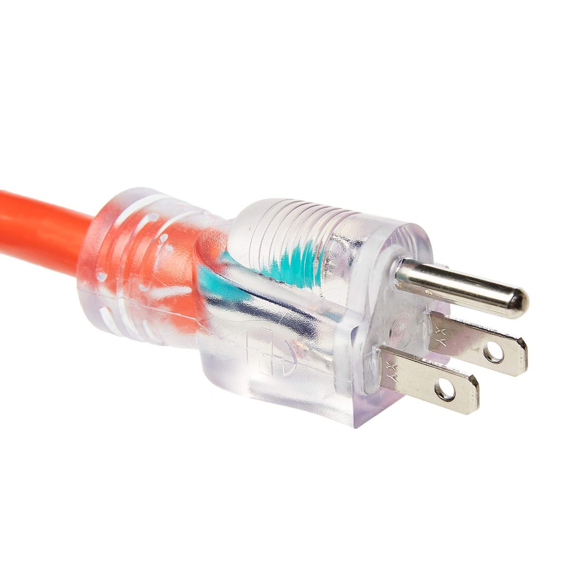 AmazonBasics 12/3 Heavy Duty SJTW Lighted Extension Cord, Orange, 1 Foot, Set of 2 (Renewed)
