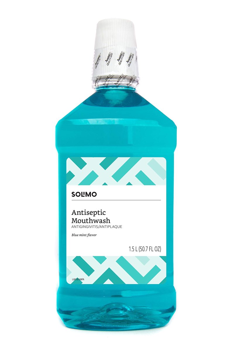 Amazon Brand - Solimo Antiseptic Mouthwash, Blue Mint, 1.5 Liters