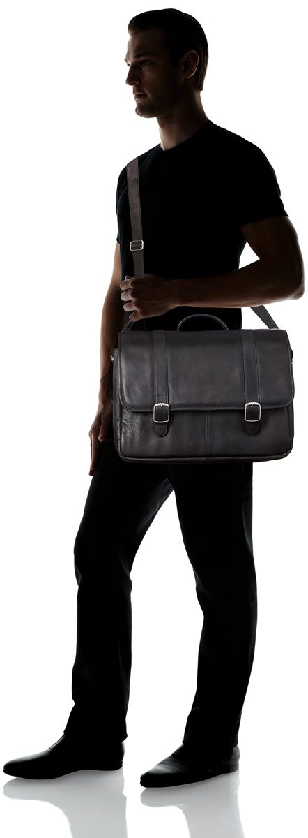 David King Men's Porthole Laptop Briefcase, Black
