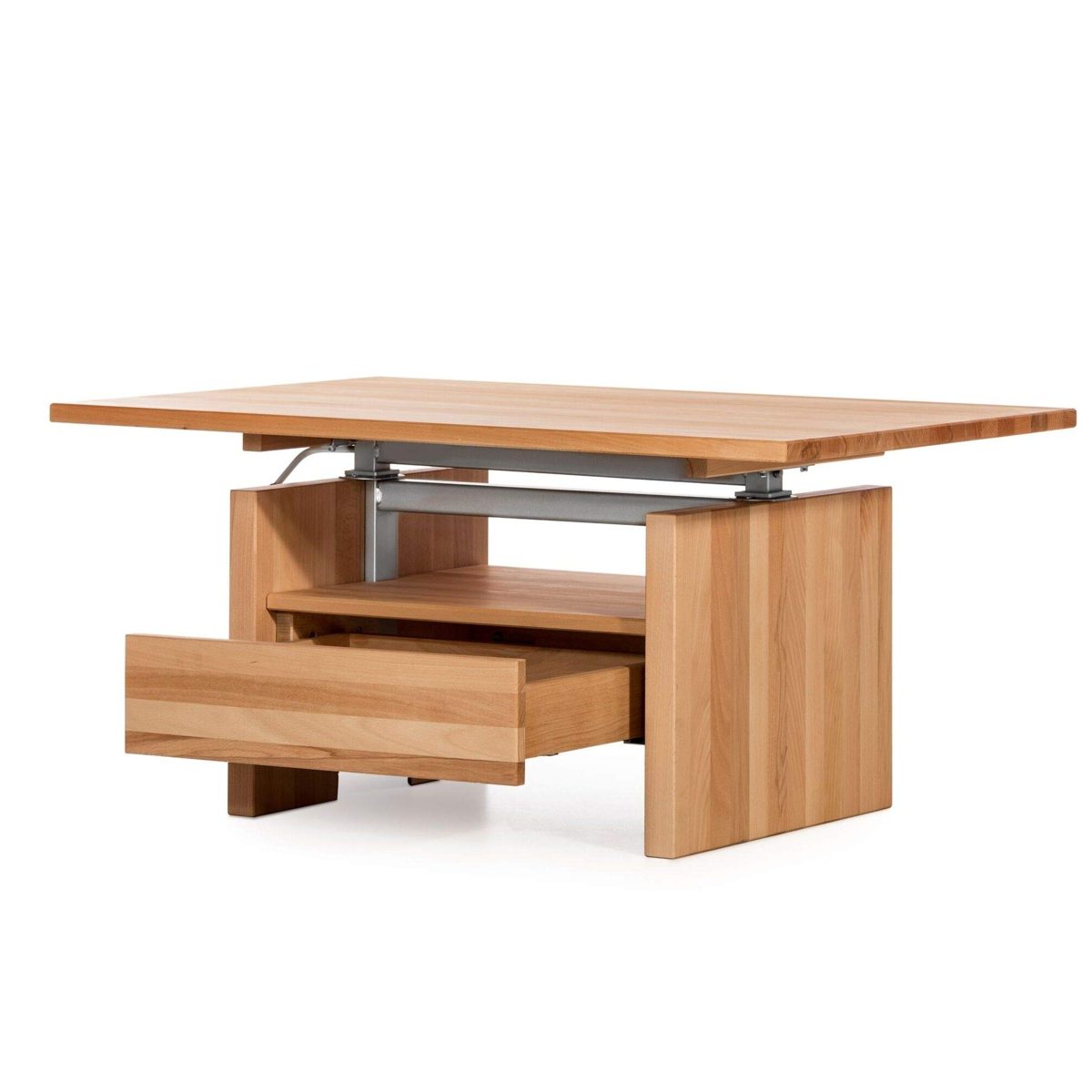 Amazon Brand - Alkove Hayes Lift-Top Solid Wood Coffee Table with 1-Drawer, 110 x 70 x 51-70cm, Core Beech/Metal