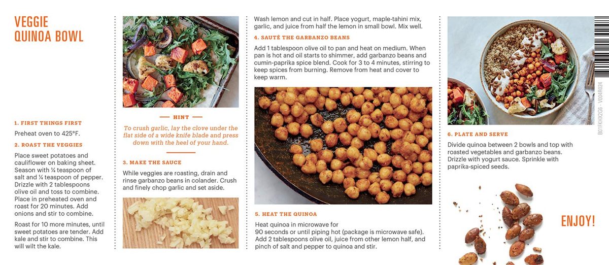 Amazon Meal Kits, Veggie Quinoa Bowl with Spiced Chickpeas, Serves 2