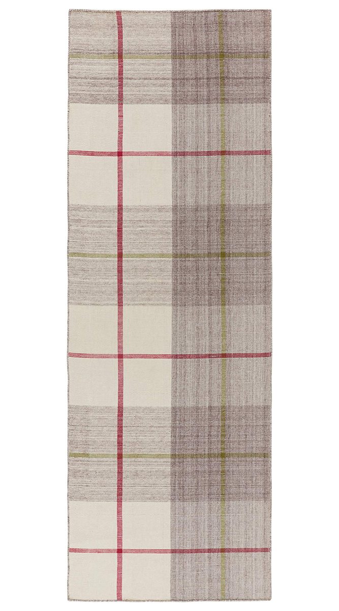 Amazon Brand – Stone & Beam Casual Plaid Runner Rug, 2' 6" x 8', Flatweave, Grey, Ivory, Red