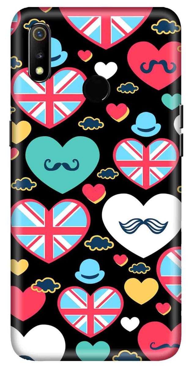 Amazon Brand - Solimo Designer Heart Pattern Design 3D Printed Hard Back Case Mobile Cover for Realme 3 / Realme 3i