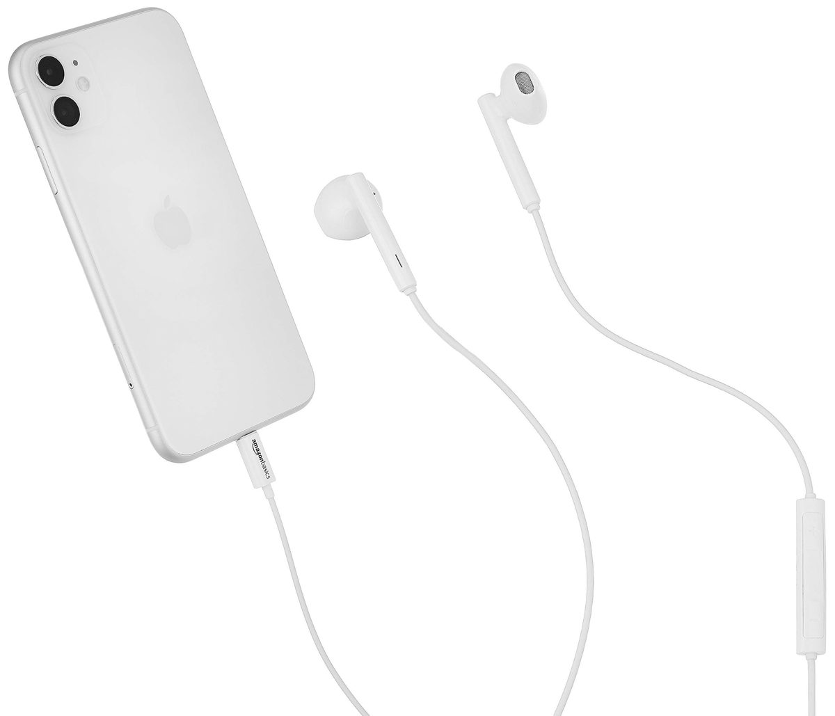 AmazonBasics Earphones with Lightning Connector, Apple MFi Certified,White (Renewed)