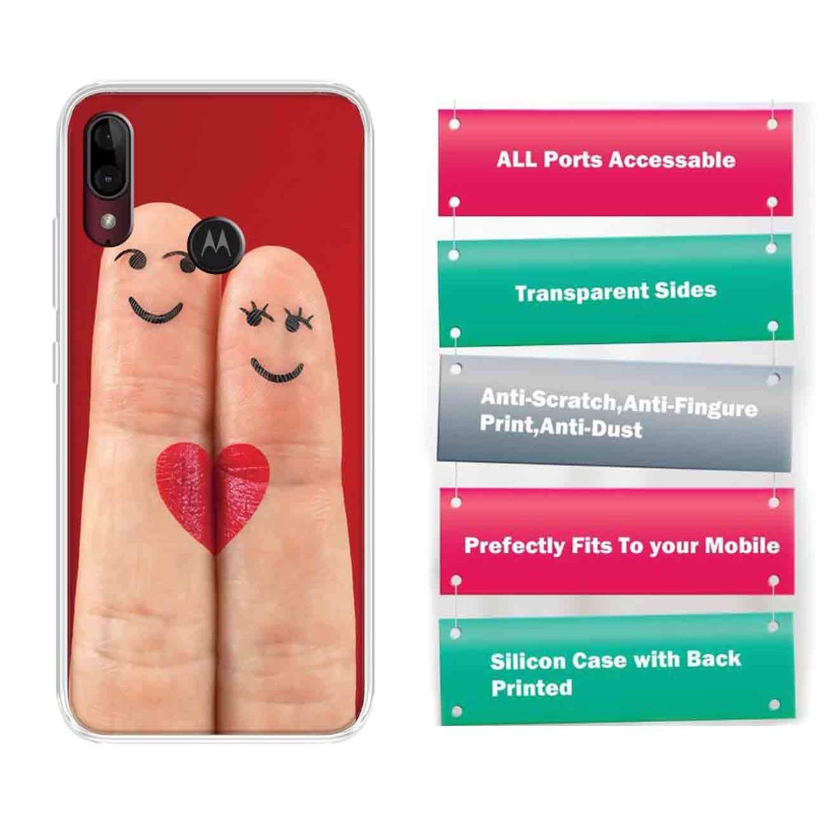 Amazon Brand - Solimo Designer Multicolor Smily Heart Design Printed Soft Back Case Mobile Cover for Motorola Moto E6s / Motorola Moto E6 Plus