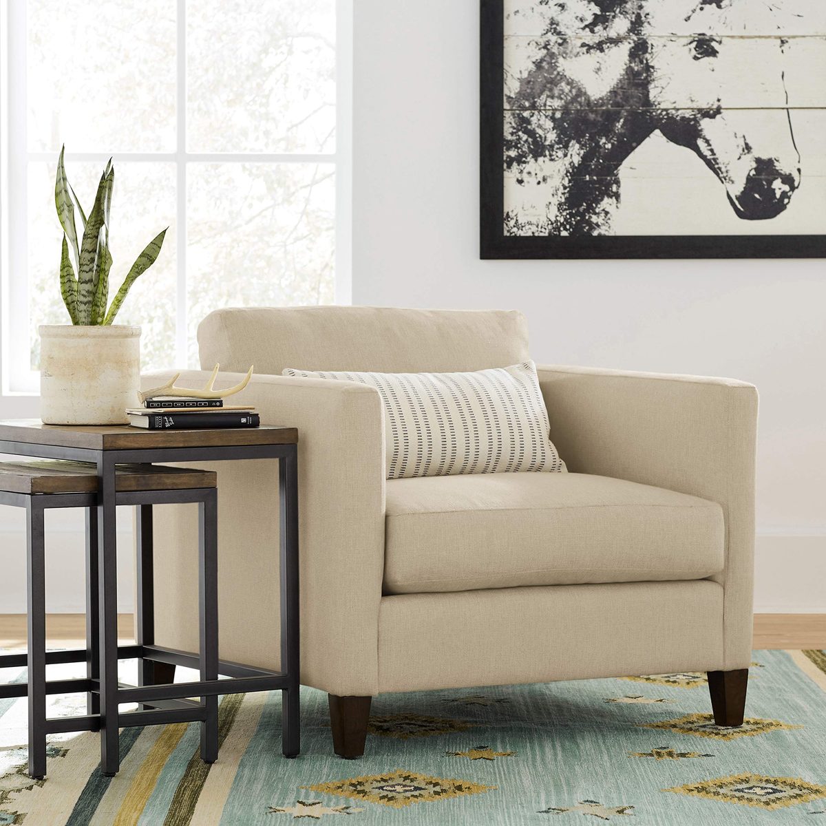 Amazon Brand – Stone & Beam Andover Modern Living Room Accent Chair, 38"W, Grey Linen